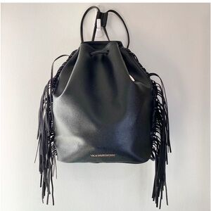 Black Victoria Secret Backpack with Fringe
